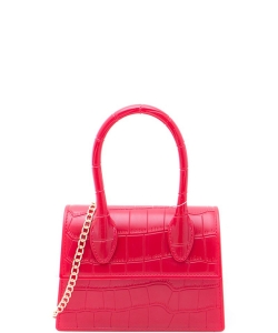 Fashion Smooth Croc Handle Bag PM0722-7156 RED/